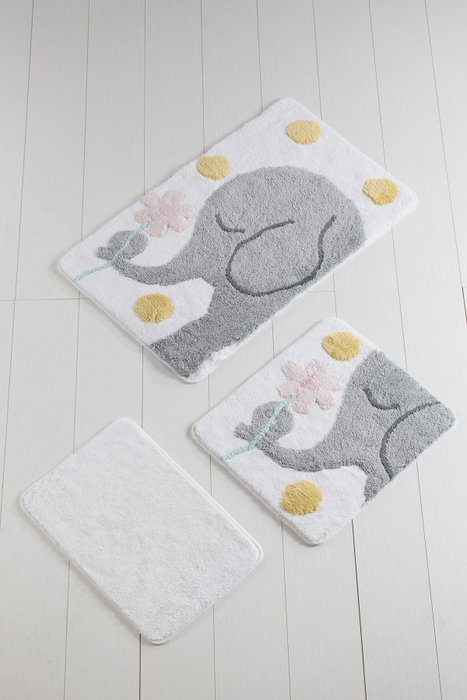 Mijölnir Juego de alfombrillas de baño Büyük Fil - Gris